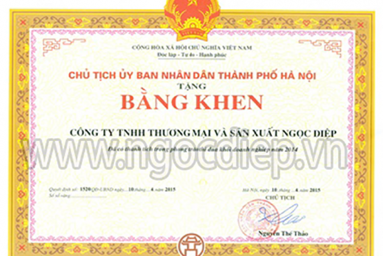 Ngoc Diep Company was honored to receive the merit from the Hanoi People’s Committee Chairman