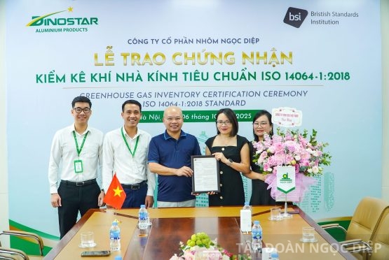 Nhôm Dinostar chính thức nhận Chứng nhận kiểm kê khí nhà kính theo tiêu chuẩn ISO 14064-1:2018 từ BSI