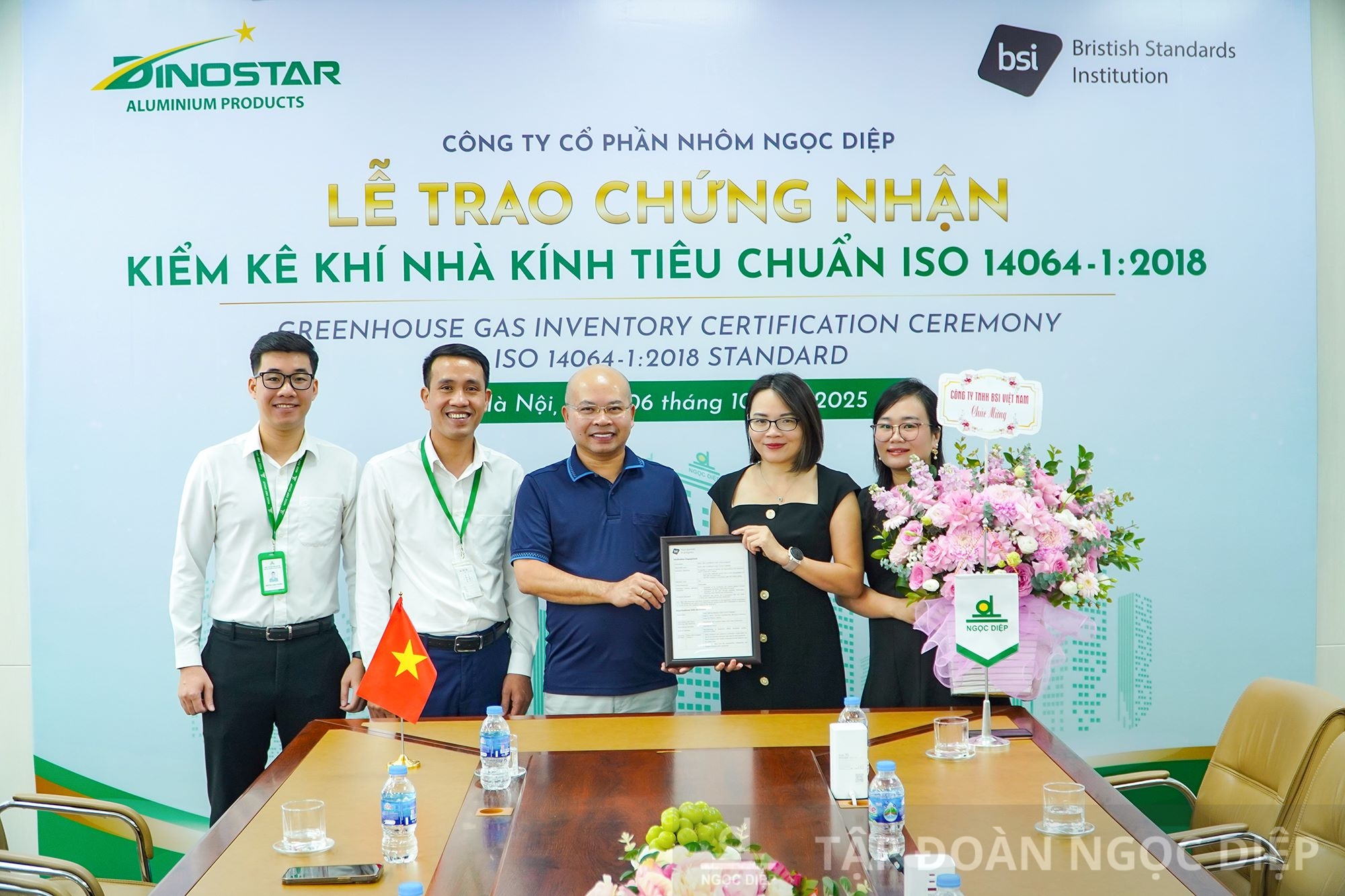 Nhôm Ngọc Diệp nhận chứng nhận ISO 14064-1:2018 từ BSI