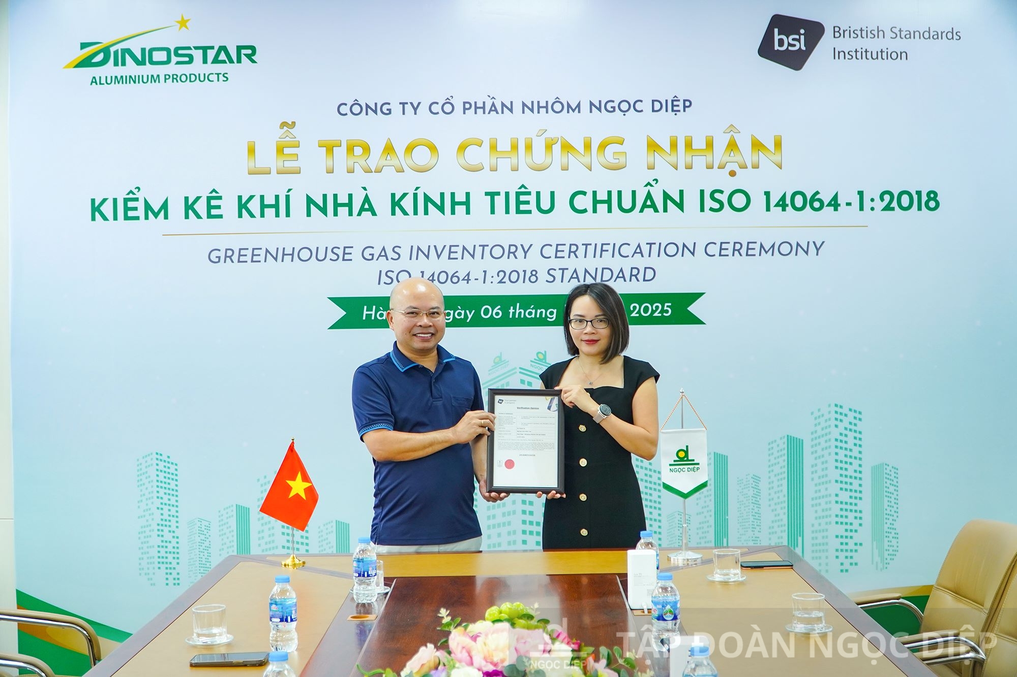 Nhôm Ngọc Diệp nhận chứng nhận ISO 14064-1:2018 từ BSI