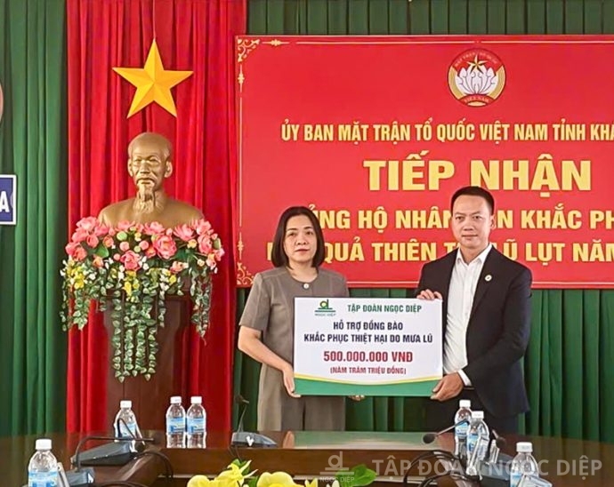 Tập đoàn Ngọc Diệp ủng hộ 500 triệu đồng hỗ trợ đồng bào khắc phục hậu quả mưa lũ tại tỉnh Khánh Hòa